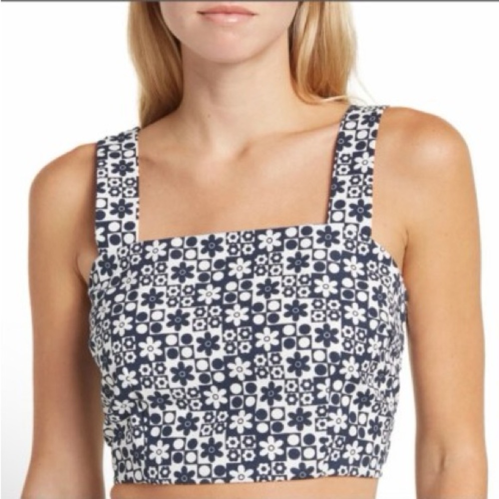 Elodie Navy and White Floral Crop Top